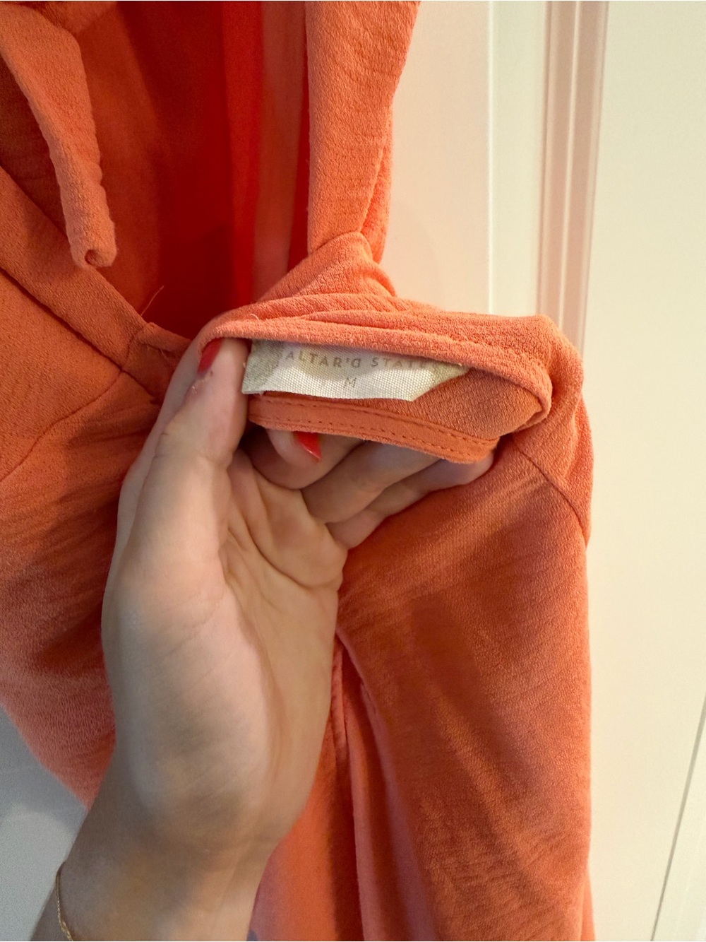Altar’d State Coral Orange Ruched Strap Midi Dress Size Small - Picture 4 of 4